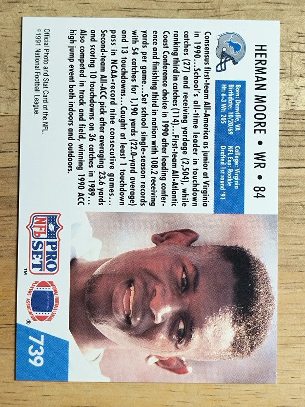1991 Pro Set #739 Herman Moore RC