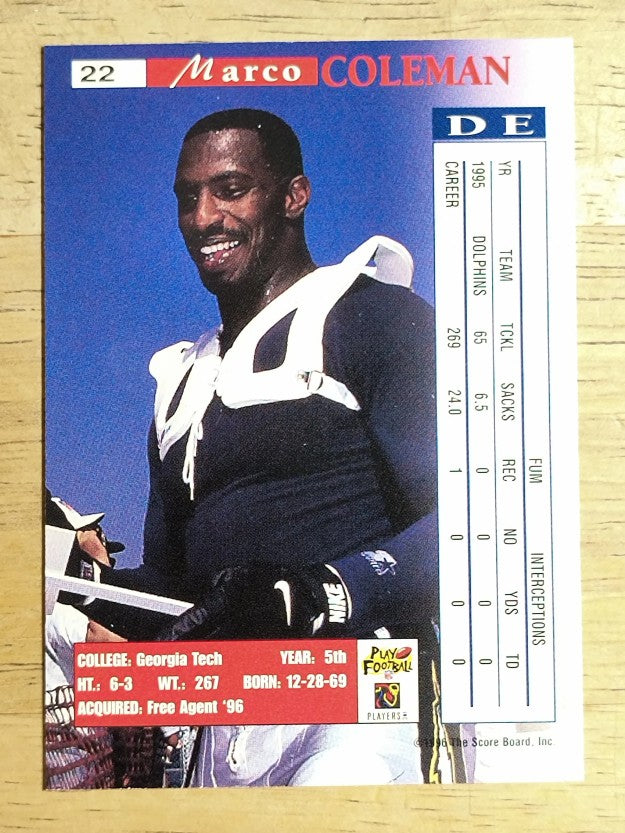 1996 Pro Line Intense #22 Marco Coleman