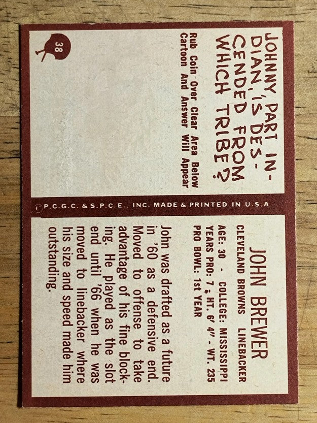 1967 Philadelphia #38 Johnny Brewer (EX)