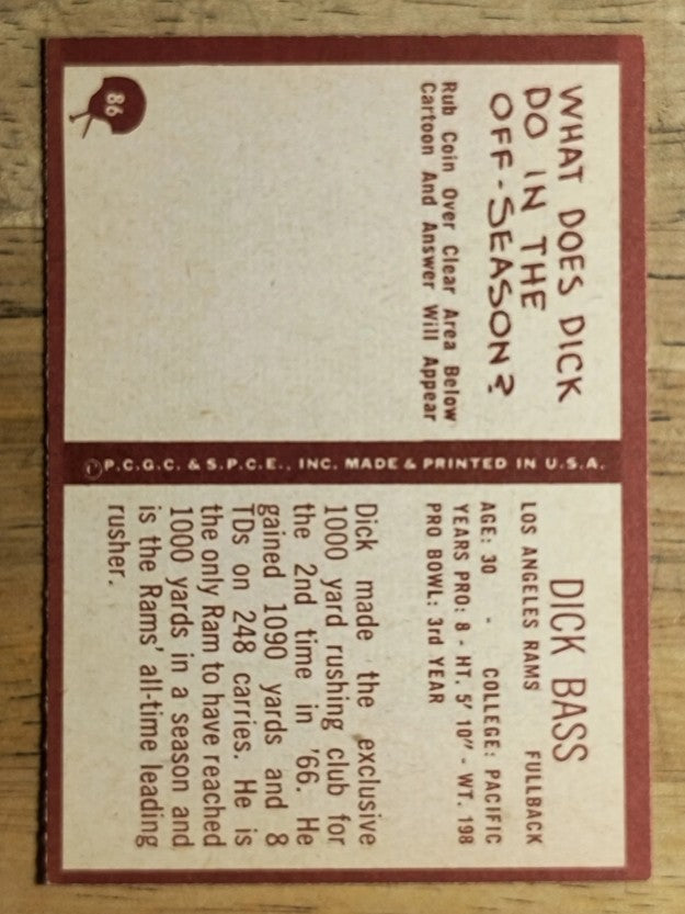 1967 Philadelphia #86 Dick Bass (EXMT)