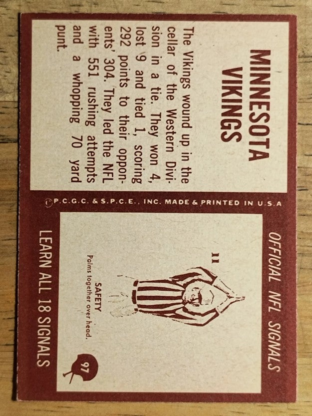 1967 Philadelphia #97 Minnesota Vikings (NM)