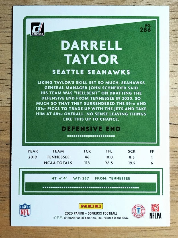 2020 Donruss #286 Darrell Taylor RC