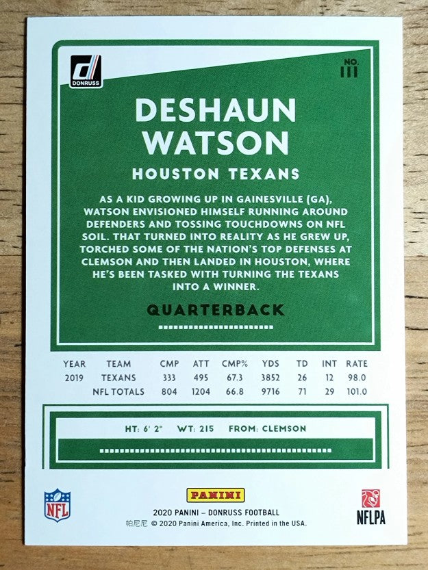 2020 Donruss #111A Deshaun Watson