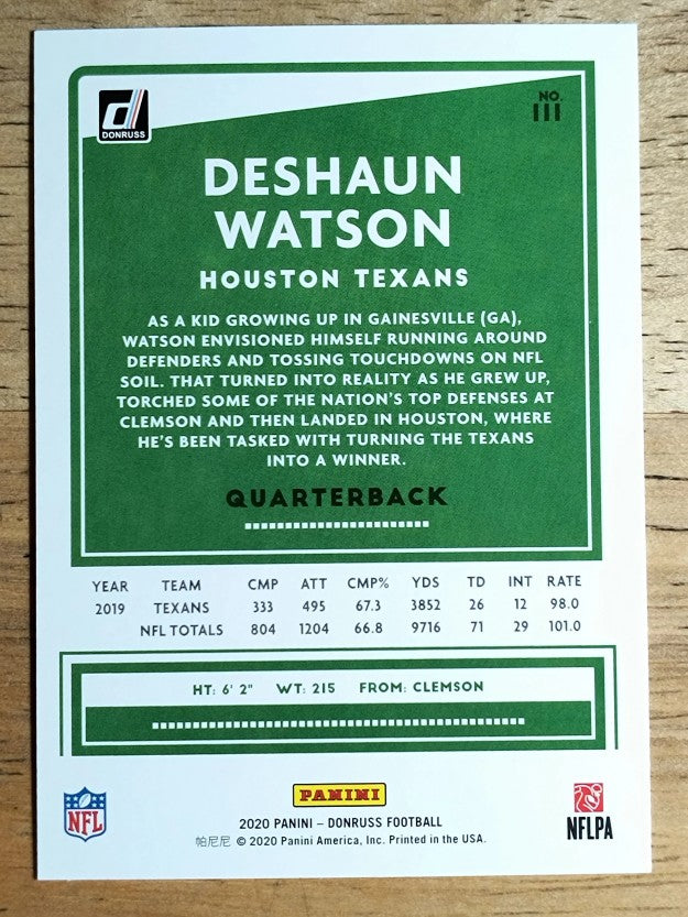 2020 Donruss #111A Deshaun Watson