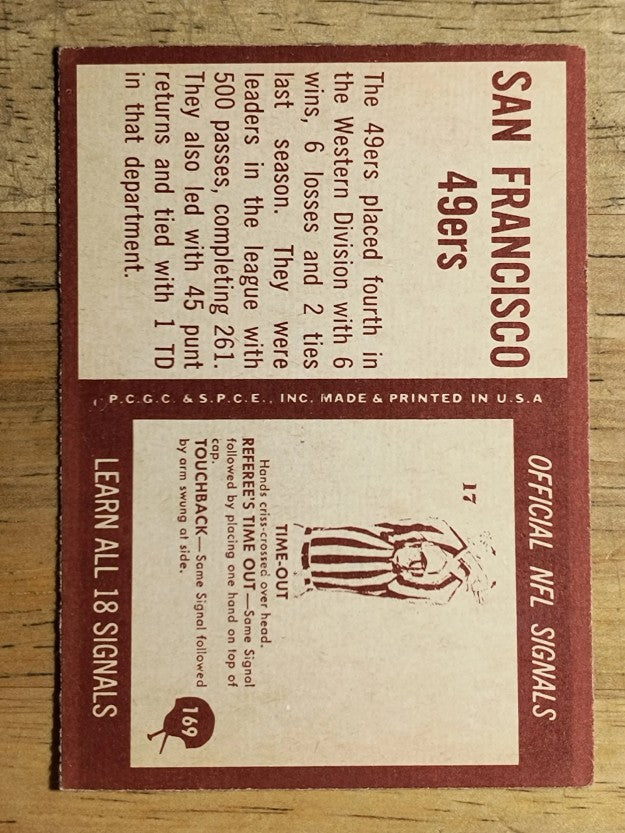 1967 Philadelphia #169 San Francisco 49ers (EXMT)