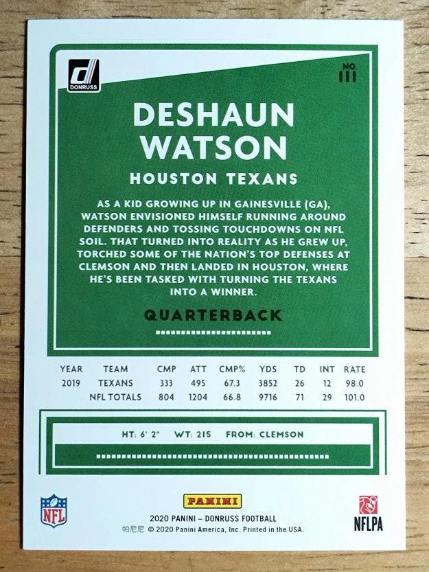 2020 Donruss #111A Deshaun Watson