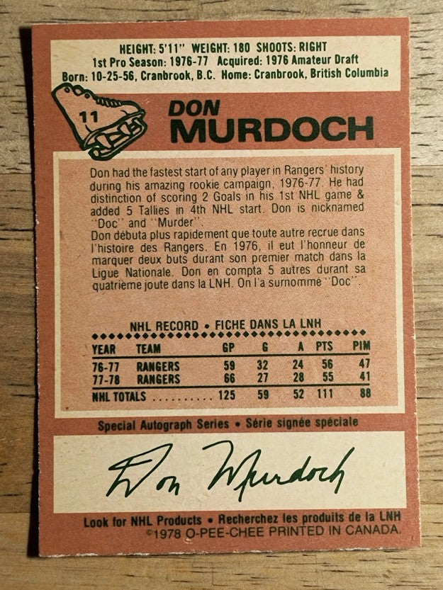 1978-79 O-Pee-Chee #11 Don Murdoch (NM)