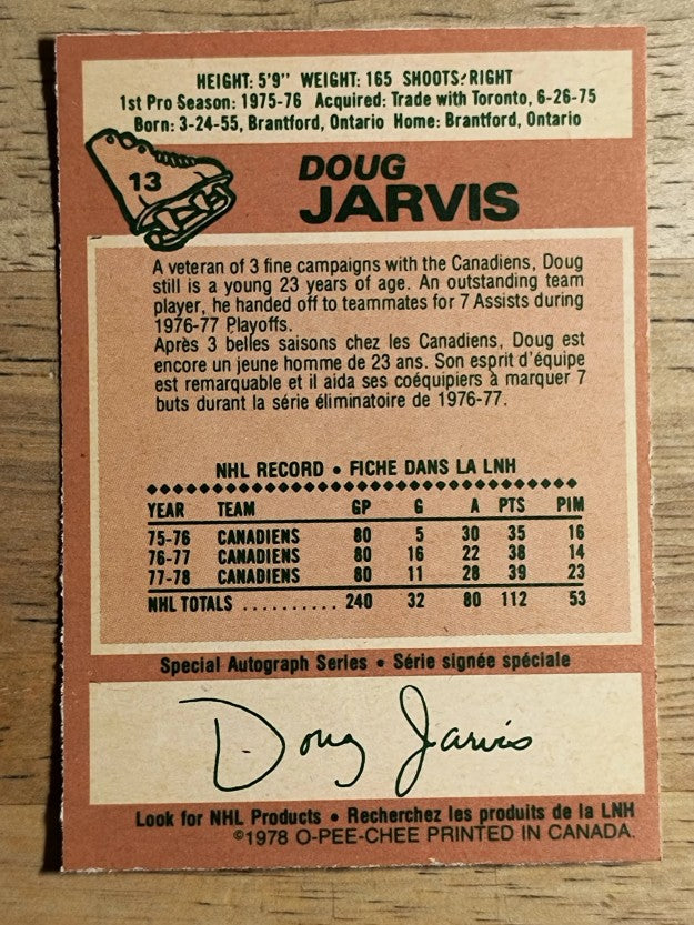 1978-79 O-Pee-Chee #13 Doug Jarvis (NM)
