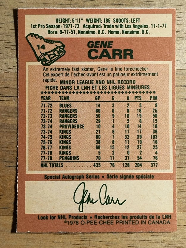 1978-79 O-Pee-Chee #14 Gene Carr (EXMT)