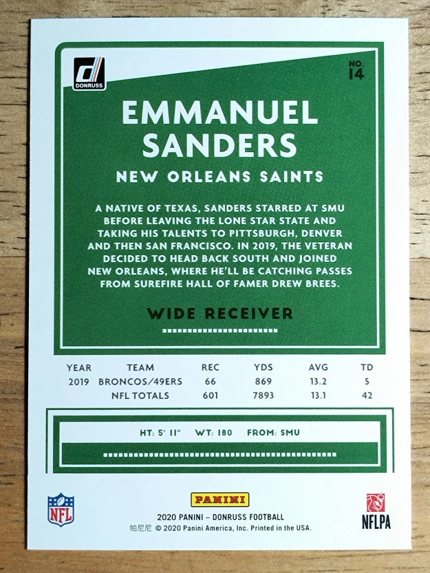 2020 Donruss #14 Emmanuel Sanders