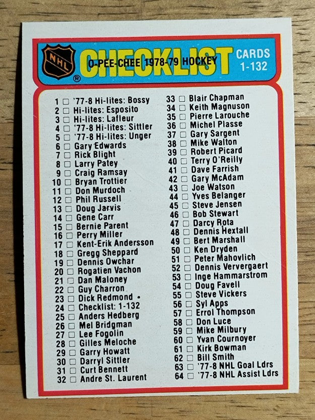 1978-79 O-Pee-Chee #24 Checklist 1-132 (VGEX)