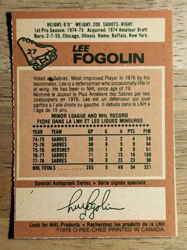 1978-79 O-Pee-Chee #27 Lee Fogolin (EX)