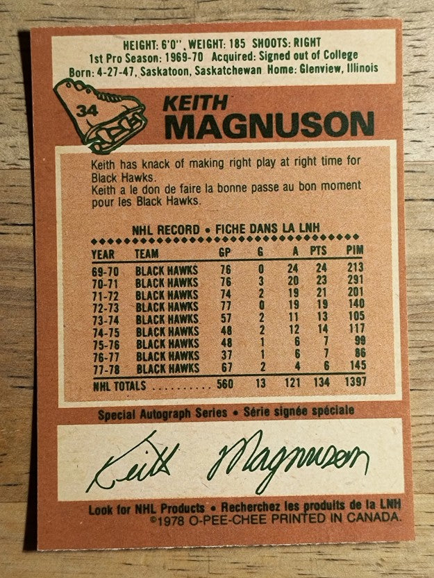 1978-79 O-Pee-Chee #34 Keith Magnuson (EXMT)