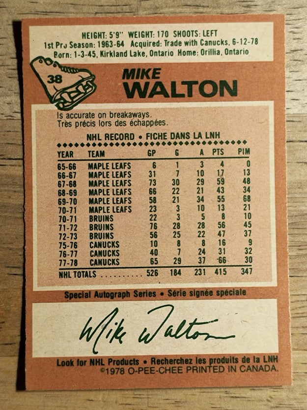 1978-79 O-Pee-Chee #38 Mike Walton (EXMT)
