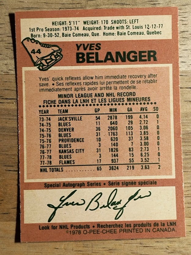 1978-79 O-Pee-Chee #44 Yves Belanger (NM)