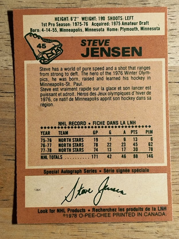 1978-79 O-Pee-Chee #45 Steve Jensen (EXMT)
