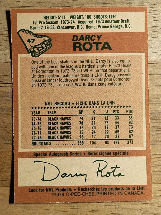 1978-79 O-Pee-Chee #47 Darcy Rota (NM)