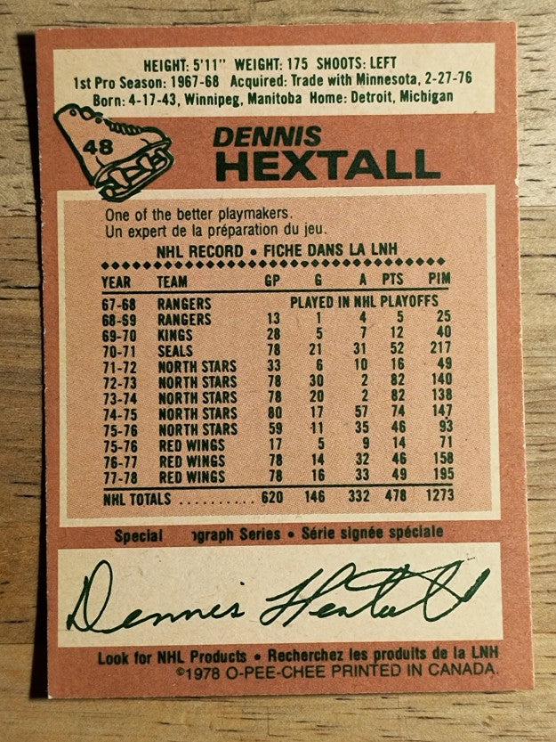 1978-79 O-Pee-Chee #48 Dennis Hextall (EXMT)