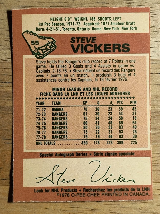 1978-79 O-Pee-Chee #55 Steve Vickers (EX)