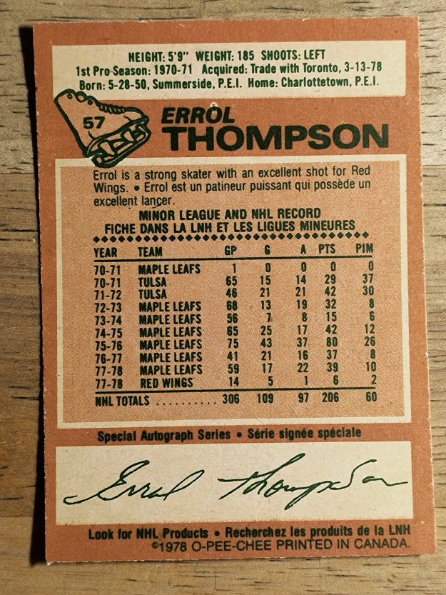 1978-79 O-Pee-Chee #57 Errol Thompson (EXMT)