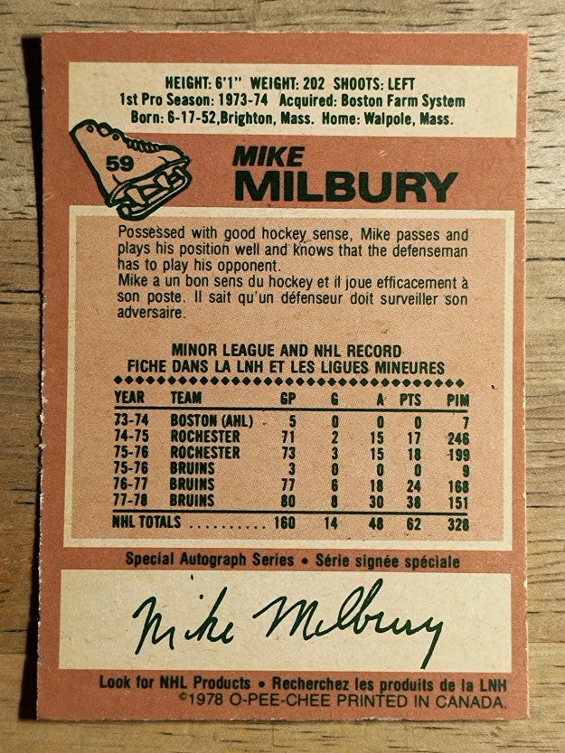 1978-79 O-Pee-Chee #59 Mike Milbury (EX)