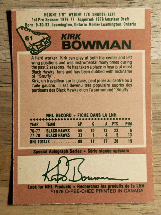 1978-79 O-Pee-Chee #61 Kirk Bowman (EX)