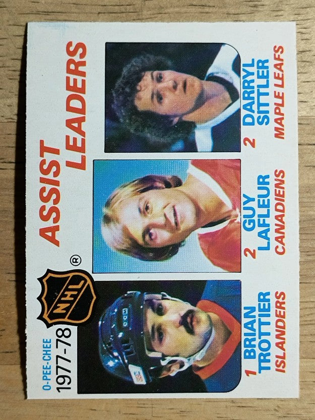 1978-79 O-Pee-Chee #64 Assist LL/Bryan Trottier/Guy Lafleur/Darryl Sittler (NM)