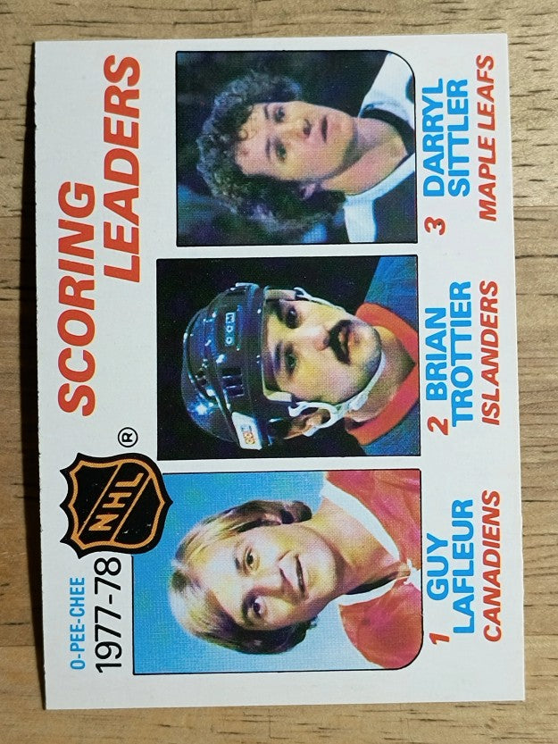 1978-79 O-Pee-Chee #65 Scoring LL/Guy Lafleur/Bryan Trottier/Darryl Sittler (NM)