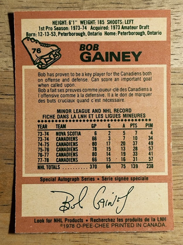 1978-79 O-Pee-Chee #76 Bob Gainey (EXMT)