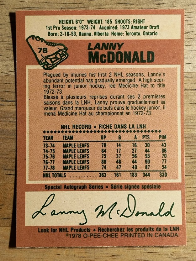 1978-79 O-Pee-Chee #78 Lanny McDonald (EX)