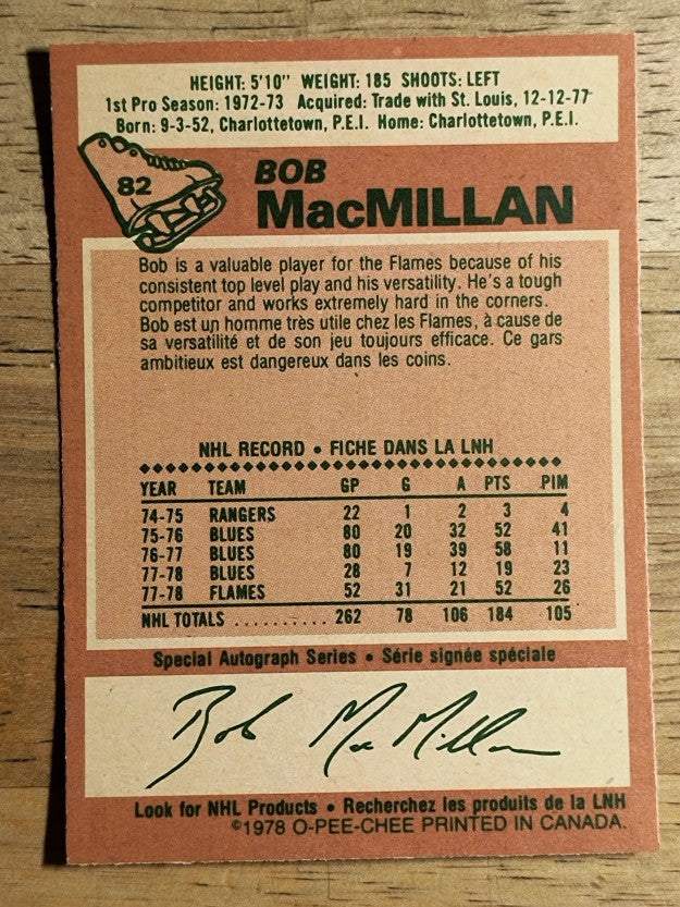 1978-79 O-Pee-Chee #82 Bob MacMillan (NM)