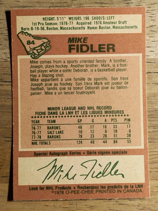 1978-79 O-Pee-Chee #84 Mike Fidler (EXMT)