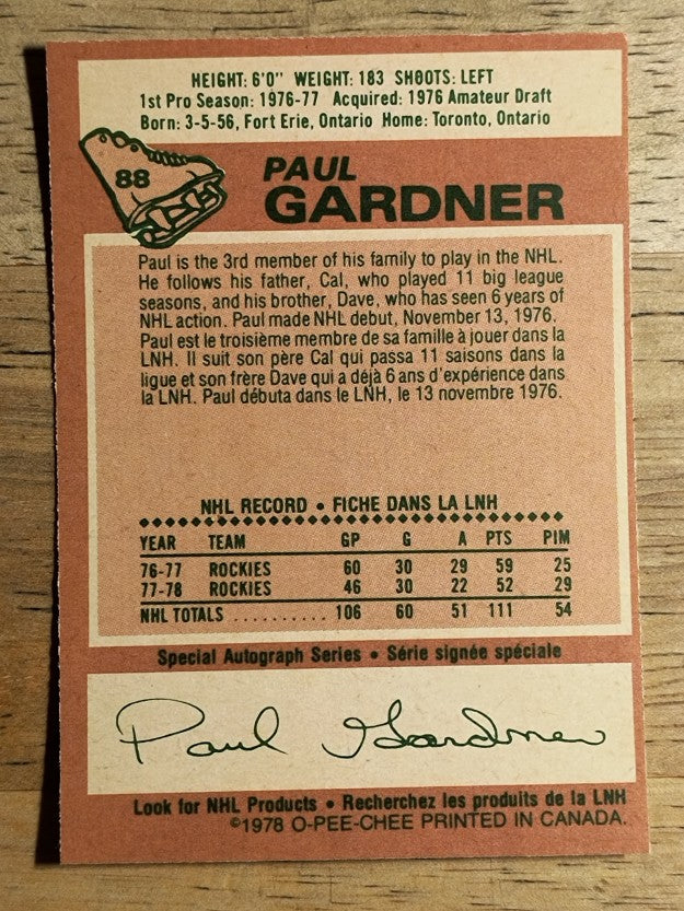 1978-79 O-Pee-Chee #88 Paul Gardner (EX)