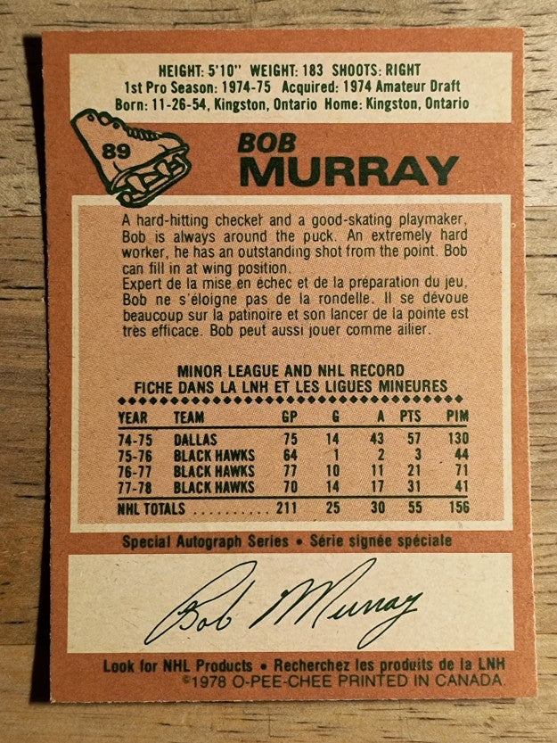 1978-79 O-Pee-Chee #89 Bob Murray (NM)