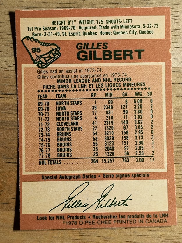 1978-79 O-Pee-Chee #95 Gilles Gilbert (NM)