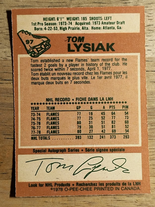 1978-79 O-Pee-Chee #97 Tom Lysiak (EXMT)