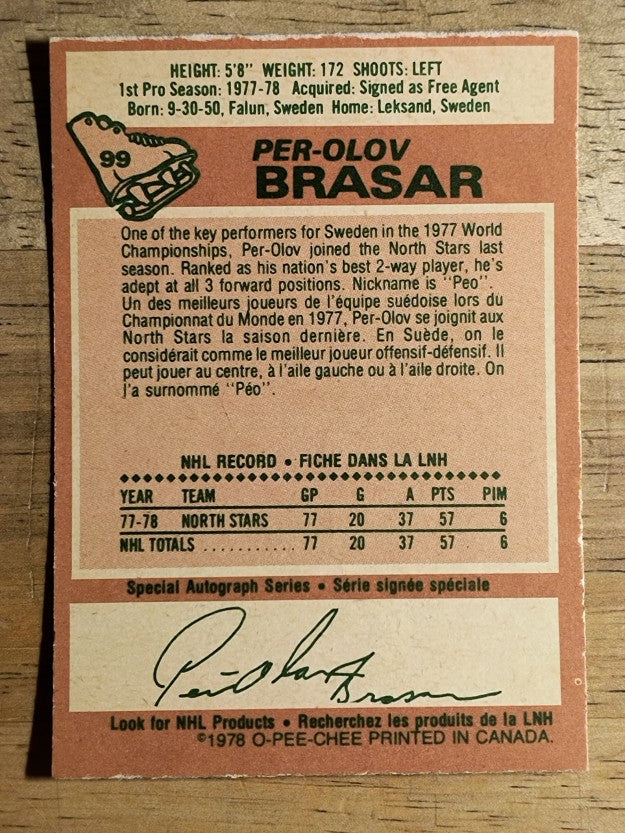 1978-79 O-Pee-Chee #99 Per-Olov Brasar RC (EXMT)