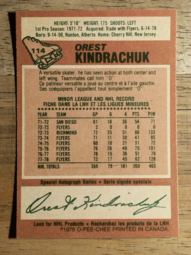1978-79 O-Pee-Chee #114 Orest Kindrachuk (NM)