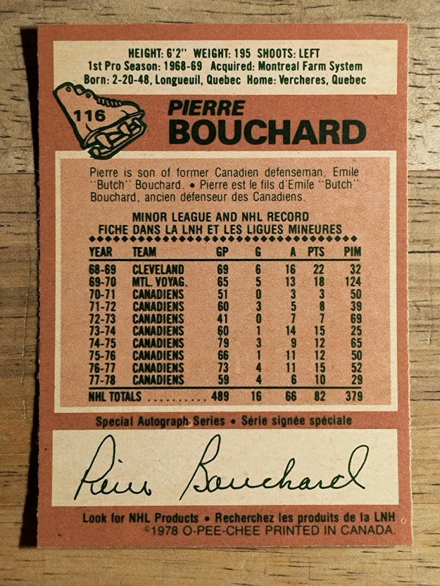 1978-79 O-Pee-Chee #116 Pierre Bouchard (VGEX)