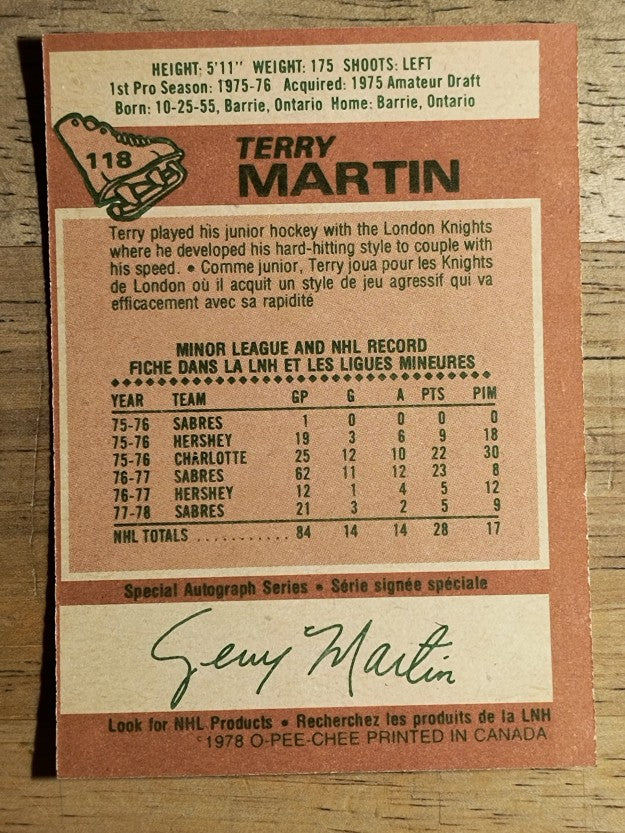 1978-79 O-Pee-Chee #118 Terry Martin (EX)
