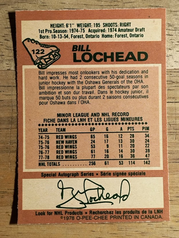 1978-79 O-Pee-Chee #122 Billy Lochead (EXMT)