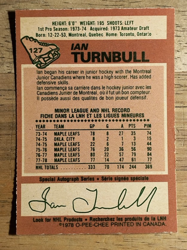 1978-79 O-Pee-Chee #127 Ian Turnbull (EX)