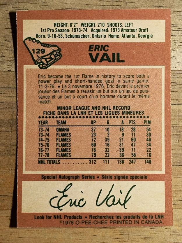 1978-79 O-Pee-Chee #129 Eric Vail (EXMT)