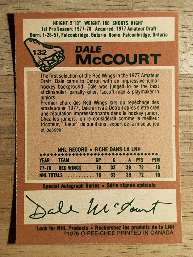 1978-79 O-Pee-Chee #132 Dale McCourt RC (NM)