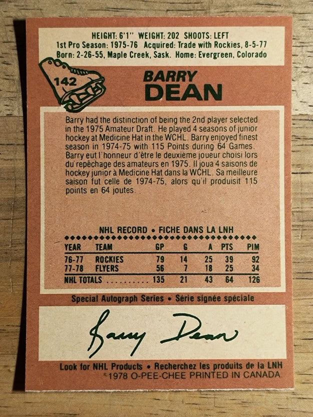 1978-79 O-Pee-Chee #142 Barry Dean (EXMT)