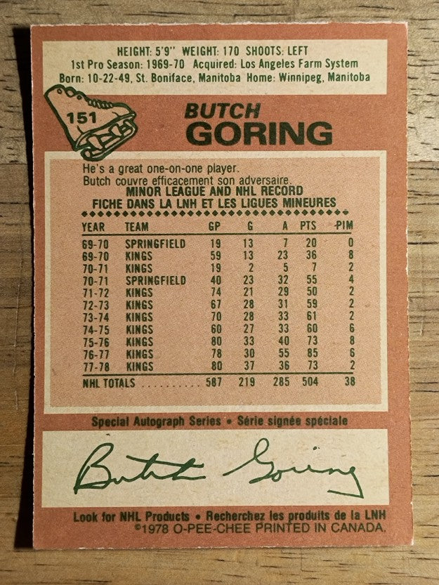 1978-79 O-Pee-Chee #151 Butch Goring (NM)