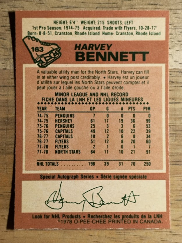 1978-79 O-Pee-Chee #163 Harvey Bennett (NM)