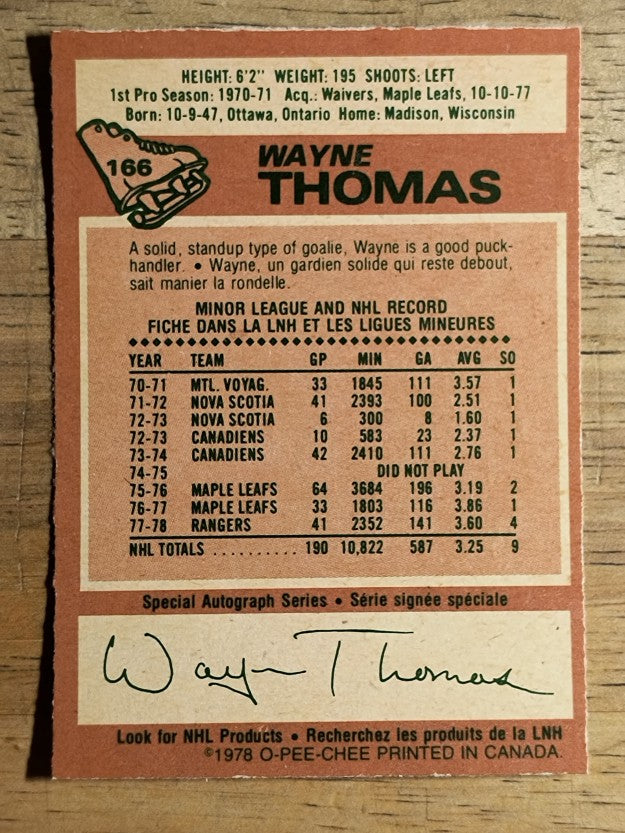1978-79 O-Pee-Chee #166 Wayne Thomas (EXMT)