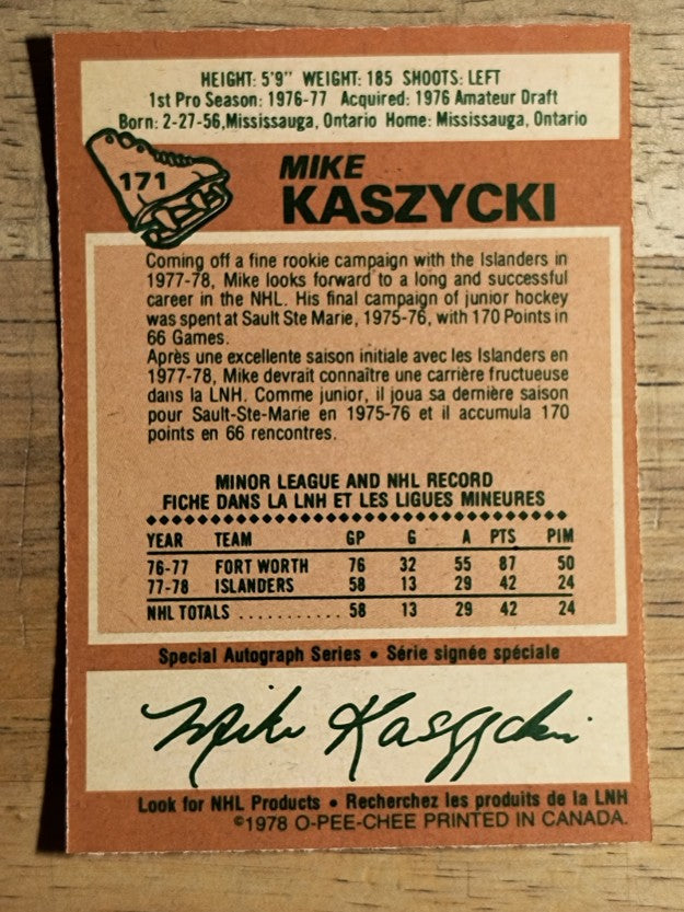 1978-79 O-Pee-Chee #171 Mike Kaszycki RC (NM)