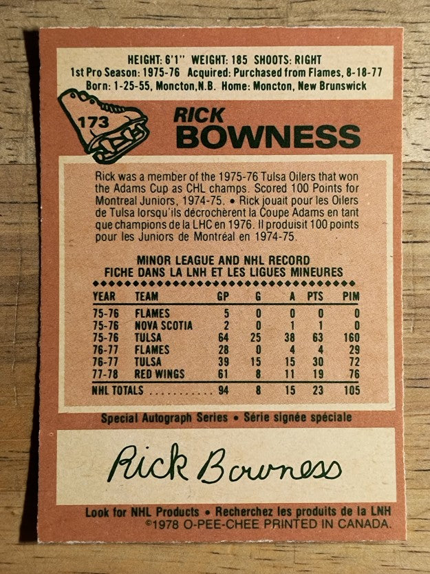 1978-79 O-Pee-Chee #173 Rick Bowness (NM)